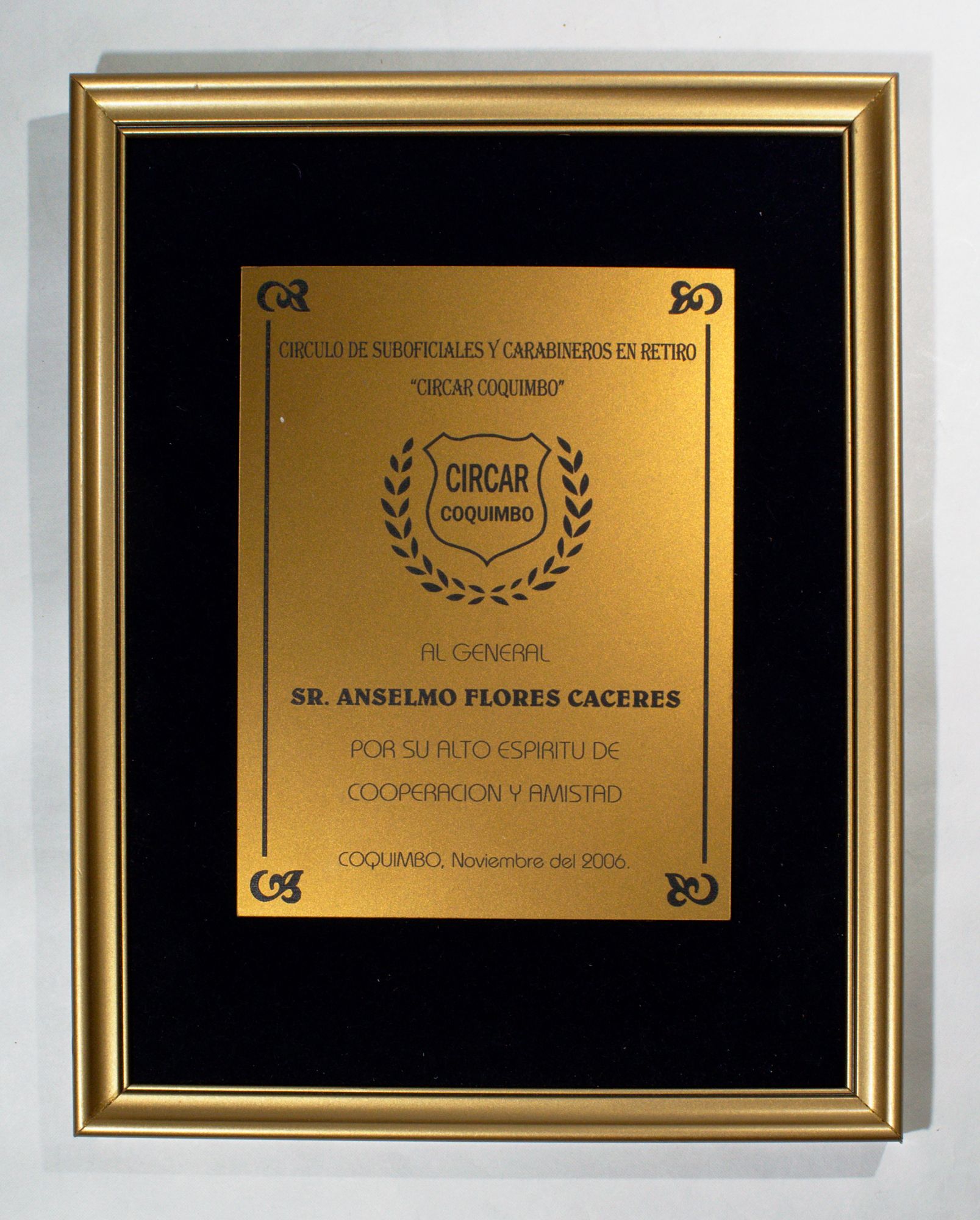 Reconocimiento CIRCAR General Anselmo Flores Cáceres Colección MHC